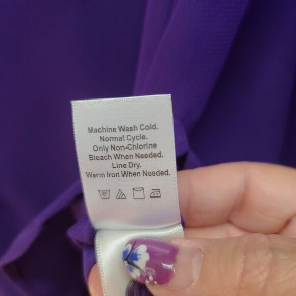 Coldwater Creek Womens Button Up Shirt Purple Size Small 100% Polyester Sheer - Picture 8 of 13